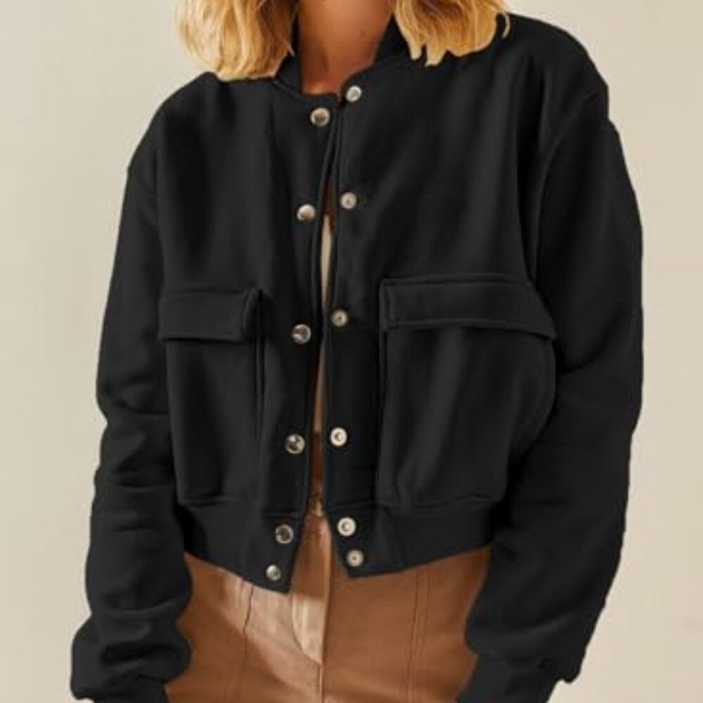 Cropped Shacket Jacket Long Sleeve Lightweight Ca… - image 5